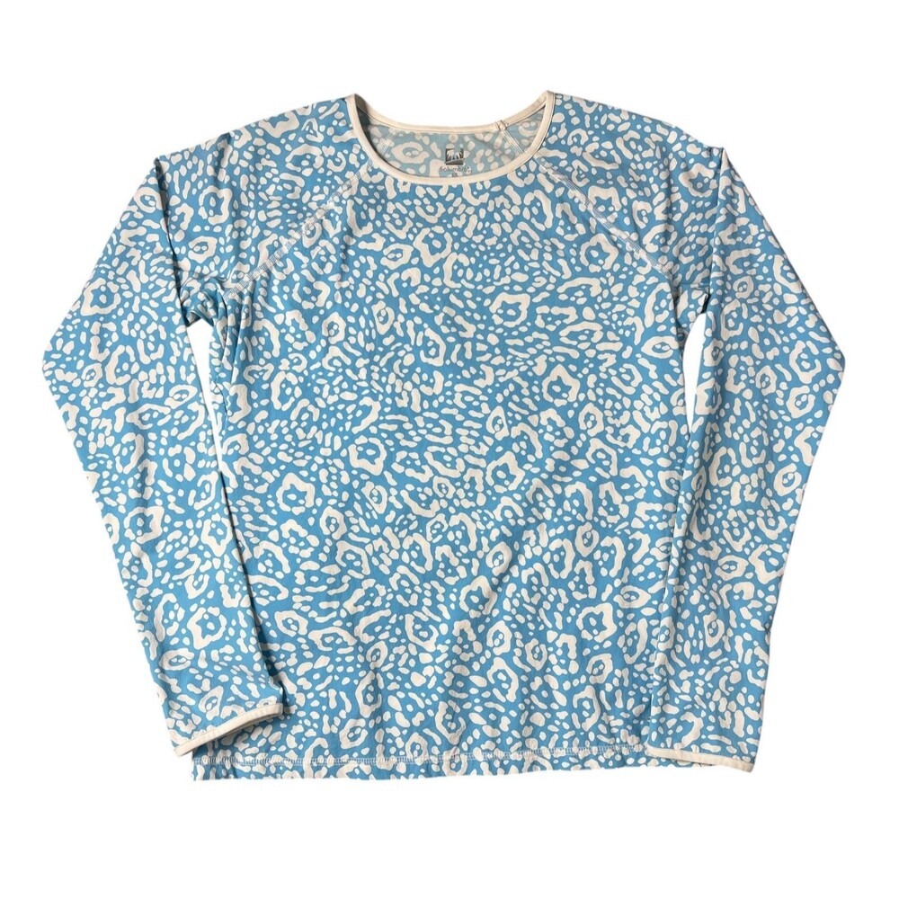 Solumbra Womens Blue Floral WaterShade Rash Guard 100+ UPF Shirt Thumb Holes  XS